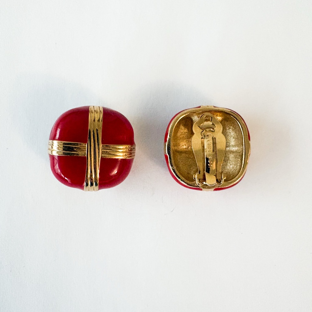 1990s Nina Ricci Red Button Earrings 95$